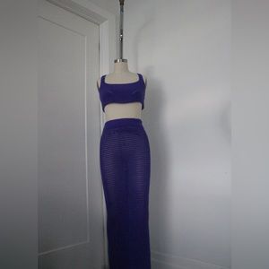 Purple Crochet Maxi Skirt Set